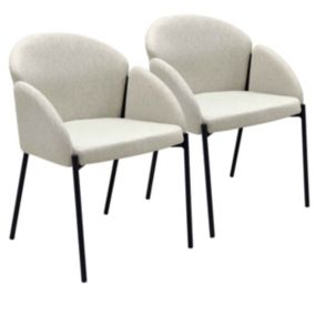 Lot de 2 chaises en acier et tissu beige  Oviala