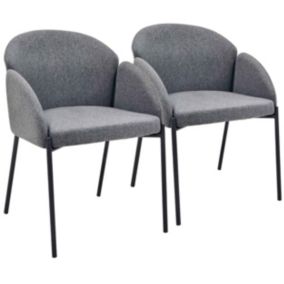 Lot de 2 chaises en acier et tissu gris anthracite  Oviala