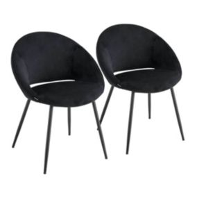 Lot de 2 chaises en acier et velours noir  Oviala