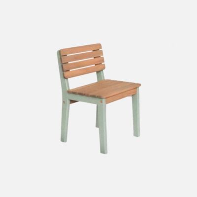 Lot de 2 chaises en bois d'acacia pour enfant. salon de jardin enfant vert de gris. intérieur / extérieur