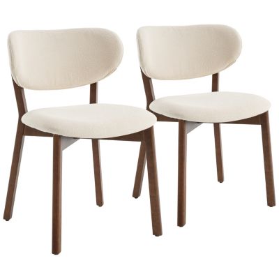Lot de 2 chaises en bois foncé et tissu boucle beige AURA - HAPPY GARDEN