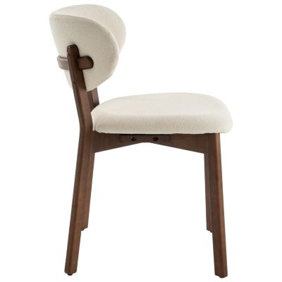 Lot de 2 chaises en bois foncé et tissu boucle beige AURA - HAPPY GARDEN