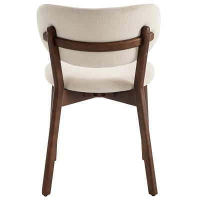 Lot de 2 chaises en bois foncé et tissu boucle beige AURA - HAPPY GARDEN