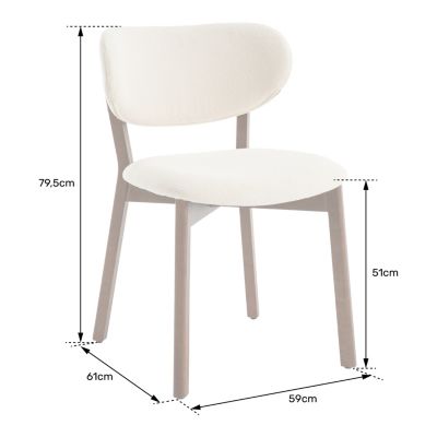 Lot de 2 chaises en bois foncé et tissu boucle beige AURA - HAPPY GARDEN