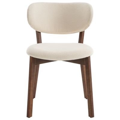 Lot de 2 chaises en bois foncé et tissu boucle beige AURA - HAPPY GARDEN
