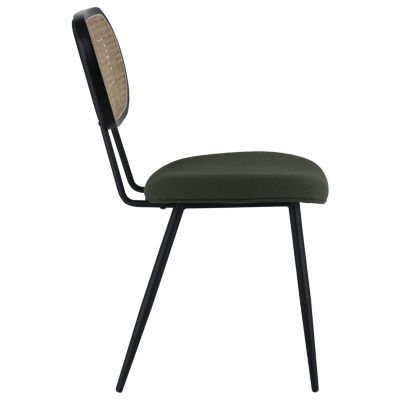 Lot de 2 chaises en cannage et tissu boucle vert kaki ELENA - HAPPY GARDEN