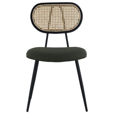Lot de 2 chaises en cannage et tissu boucle vert kaki ELENA - HAPPY GARDEN