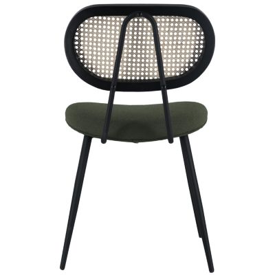 Lot de 2 chaises en cannage et tissu boucle vert kaki ELENA - HAPPY GARDEN