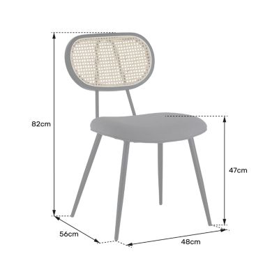 Lot de 2 chaises en cannage et tissu boucle vert kaki ELENA - HAPPY GARDEN