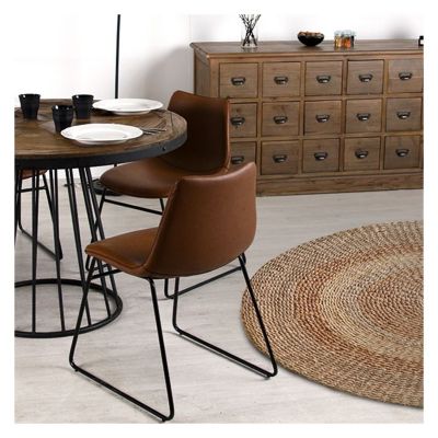 Lot de 2 chaises en cuir synthétique marron - Gaspard