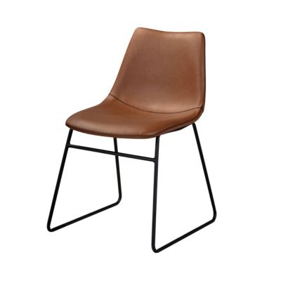 Lot de 2 chaises en cuir synthétique marron - Gaspard