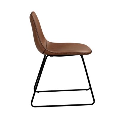 Lot de 2 chaises en cuir synthétique marron - Gaspard