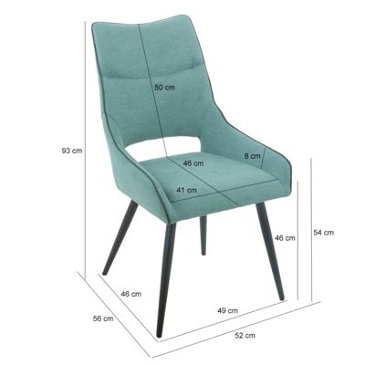 Lot de 2 chaises en lin bleu lagon et pieds métal noir - ANAIS 2