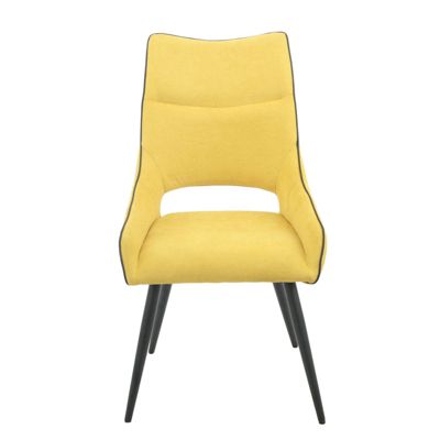 Lot de 2 chaises en lin jaune avec passepoil et pieds métal - ANAIS 2