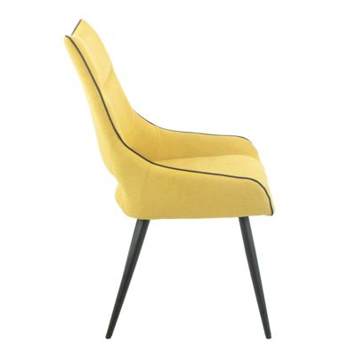 Lot de 2 chaises en lin jaune avec passepoil et pieds métal - ANAIS 2