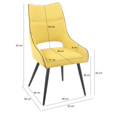 Lot de 2 chaises en lin jaune avec passepoil et pieds métal - ANAIS 2