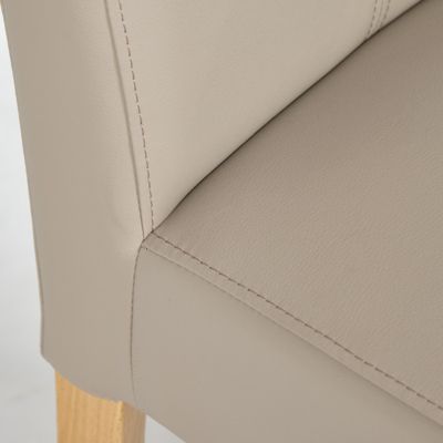 Lot de 2 chaises en simili beige et pieds chêne massif - FABIA