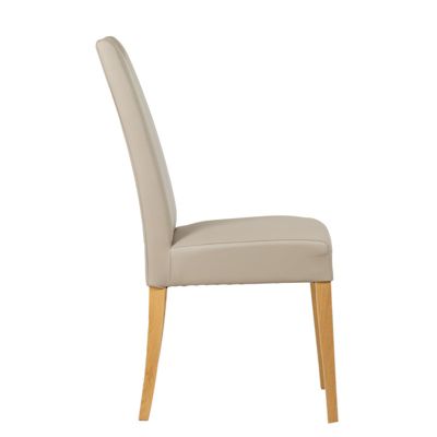 Lot de 2 chaises en simili beige et pieds chêne massif - FABIA