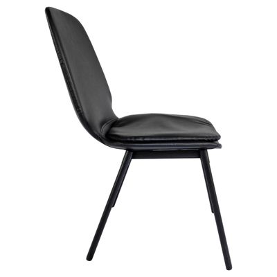 Lot de 2 chaises en simili noir pieds métal noir - RUZAN