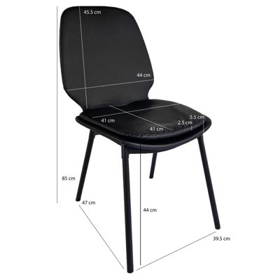 Lot de 2 chaises en simili noir pieds métal noir - RUZAN