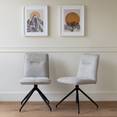 Lot de 2 chaises en tissu beige AREN - HAPPY GARDEN