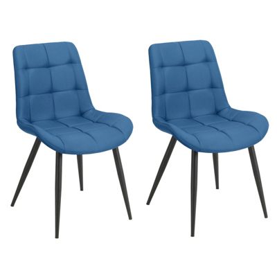 Lot de 2 chaises en tissu bleu avec pieds en métal noir - JAELLE