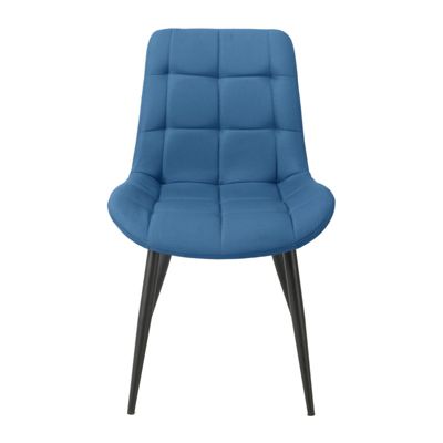 Lot de 2 chaises en tissu bleu avec pieds en métal noir - JAELLE