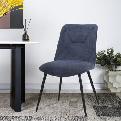 Lot de 2 chaises en tissu bleu foncé 4 pieds en métal noir - MELANIE