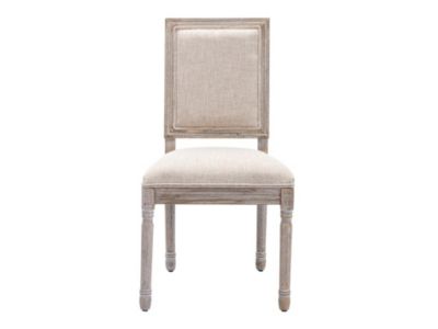 Lot de 2 chaises en tissu et bois d'hévéa - Beige - AMBOISETTE