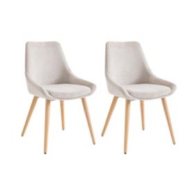 Lot de 2 chaises en tissu et hêtre - Beige - MASURIE