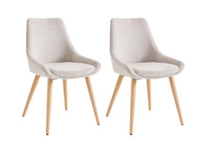 Lot de 2 chaises en tissu et hêtre - Beige - MASURIE