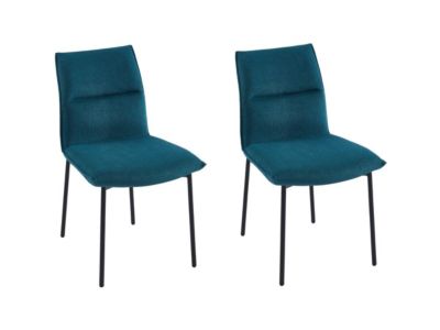 Lot de 2 chaises en tissu et métal noir - Bleu - ETIVAL