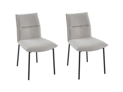 Lot de 2 chaises en tissu et métal noir - Crème - ETIVAL