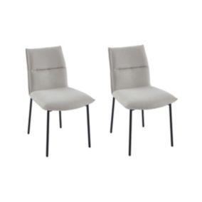 Lot de 2 chaises en tissu et métal noir - Crème - ETIVAL