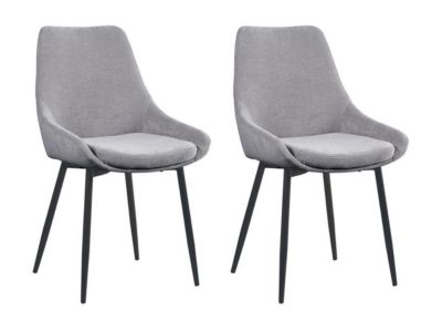 Lot de 2 chaises en tissu et métal noir - Gris - MASURIE