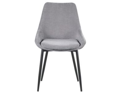 Lot de 2 chaises en tissu et métal noir - Gris - MASURIE