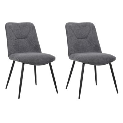 Lot de 2 chaises en tissu gris anthracite 4 pieds métal noir - MELANIE