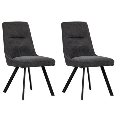 Lot de 2 chaises en tissu gris anthracite chiné pieds évasés - MARTA