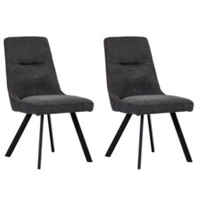 Lot de 2 chaises en tissu gris anthracite chiné pieds évasés - MARTA