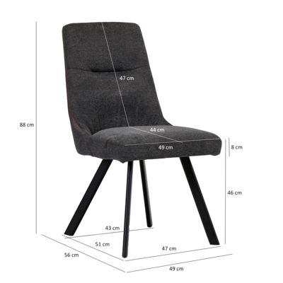 Lot de 2 chaises en tissu gris anthracite chiné pieds évasés - MARTA