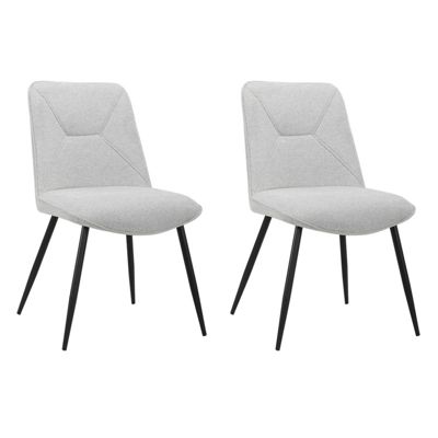 Lot de 2 chaises en tissu gris clair 4 pieds en métal noir - MELANIE