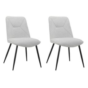 Lot de 2 chaises en tissu gris clair 4 pieds en métal noir - MELANIE