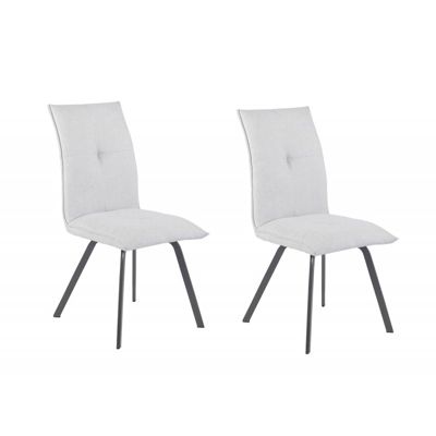 Lot de 2 chaises en tissu gris clair avec piètement en métal - ARIA