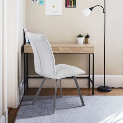 Lot de 2 chaises en tissu gris clair avec piètement en métal - ARIA