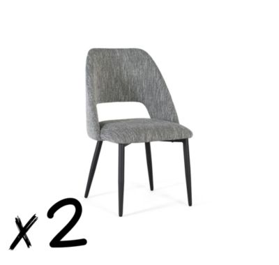 Lot de 2 chaises en tissu gris et métal