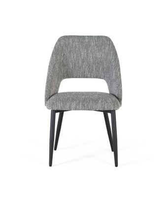 Lot de 2 chaises en tissu gris et métal