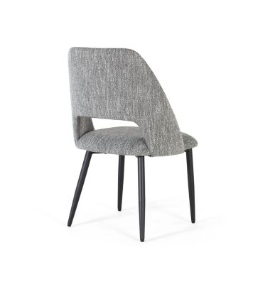 Lot de 2 chaises en tissu gris et métal