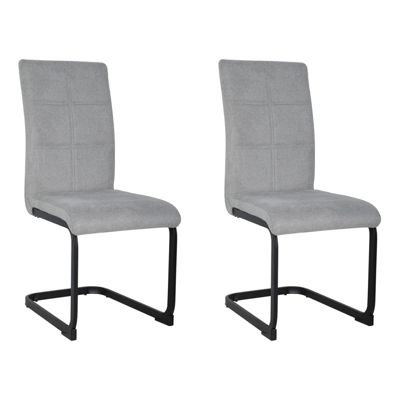 Lot de 2 chaises en tissu gris et pied luge en métal noir - VERDI