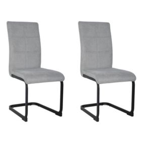 Lot de 2 chaises en tissu gris et pied luge en métal noir - VERDI