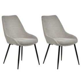 Lot de 2 chaises en tissu gris et pieds fins en métal noir - JAZZY 2